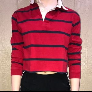 Vintage Cropped collared striped long sleeve.